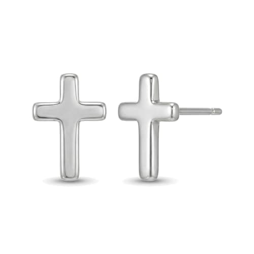 MUMREUES Silver Earrings for Women 14K White Gold Plated Cross Stud Earring Dainty Minimalist Simple Small Earrings Jewelry Gift for Her - Image 1