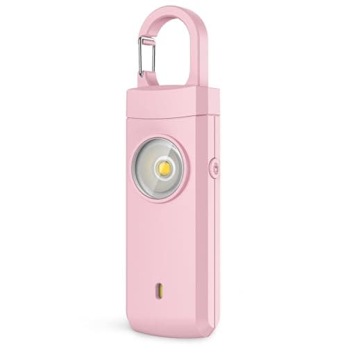Rechargeable Personal Alarms for Women - Birthday Valentine's Day Gifts for Women, Stocking Stuffers for Teen Girl, Daughter, Safety Keychain Flashlight, Siren Alarm, Travel College Essentials (Pink) - Image 1
