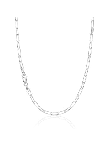 IEFWELL Silver Chain Necklace for Women - 3.5mm Silver Paperclip Chain Necklace, 22 inches Sturdy Hypoallergenic Chains, Jewelry Gifts for Men Girlfriend - Image 1