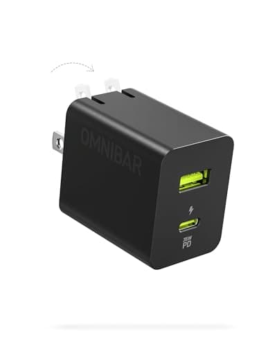 OMNIBAR 35W USB C Charger, Dual Port Compact GaN Charger with Foldable Plug, PD3.0 PPS Fast Charging Block for iPhone 17/16/15, Samsung Galaxy S25/S24/S23, Pixel 10/9/8, Tablets, Headphones, Earbuds - Image 1