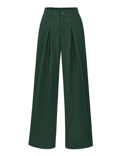 BTFBM Women High Waist Palazzo Pants Summer 2026 Casual Wide Leg Trousers Loose Work Office Business Suit Pant Pockets(Dark Green, XX-Large) - Image 1