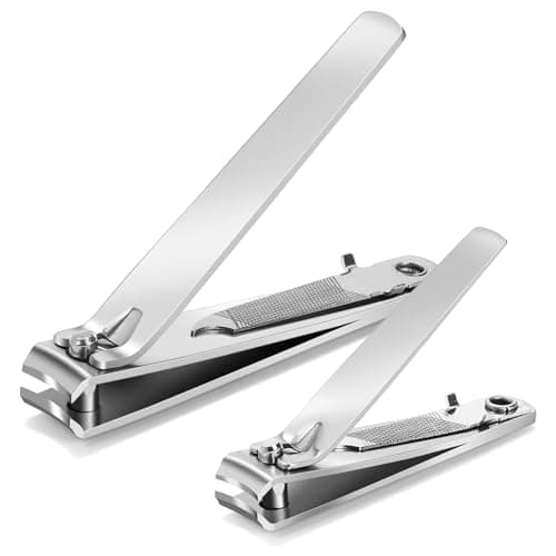 Mia Klein Premium Nail Clippers Set | Stainless Steel with Built-in File | 3.1" Toenail & 2.2" Fingernail Clippers for Men & Women | Curved Blades for Precision Cutting & Easy Grip (Silver) - Image 1