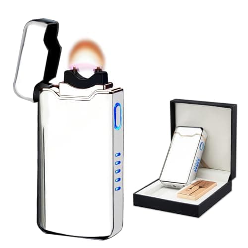 BABOBIU Rechargeable Electric Lighter,Windproof USB Arc Lighter with Safe Design,Vintage Style High-Power Encendedor for Candles,BBQs,and More,Durable & Portable Electric Lighters Rechargeable(Silver) - Image 1