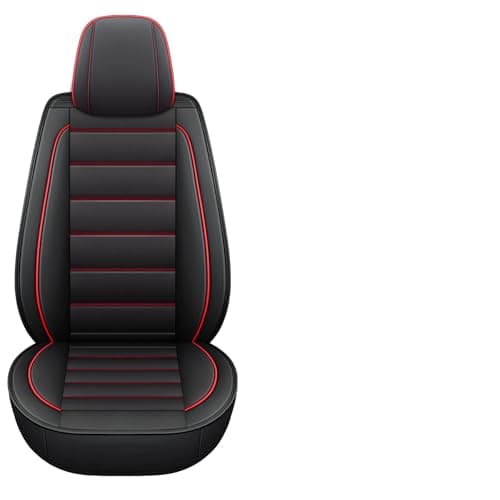 CAPITAUTO Seat Covers, Car Seat Covers Full Set, Black Car Seat Cover, Car Seat Covers Front Seats Back Seat Cover, Waterproof Faux Leather Seat Covers Fit for Most Cars Trucks SUV(Black&Red)