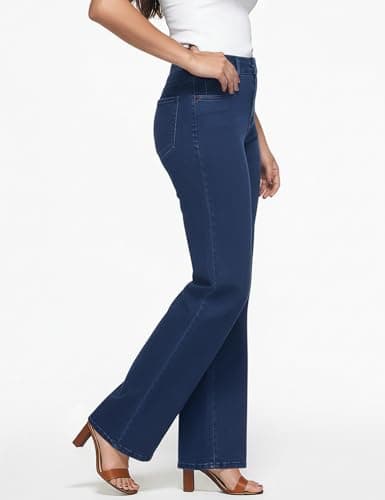 ZPIUO Straight Leg Jeans for Women - High Waisted Wide Leg,Y2K Loose Fit Denim Pants with Pockets 90s Dark Blue, Size 10 - Thumbnail 5