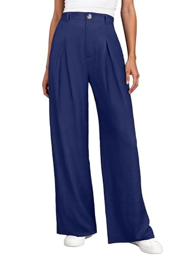 ANRABESS Women Wide Leg Dress Pants 2026 Summer High Waisted Business Casual Work Trousers Dressy Office Palazzo Pants Slacks Deep Blue Small - Image 1