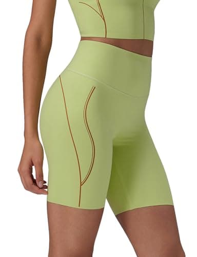 baleaf Freeleaf Broadway Shorts for Women Biker Dance Yoga Workout Gym Runningl, High Waist Tummy Control Short Pants with Pockets 8", Light Green XL - Image 1
