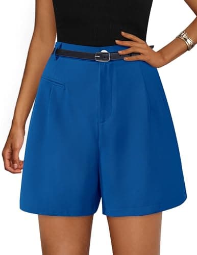 PRETTYGARDEN Shorts for Women Dressy 2026 Summer Elastic High Waisted Wide Leg Business Casual Work Shorts with Pockets (Royal Blue,XX-Large) - Image 1