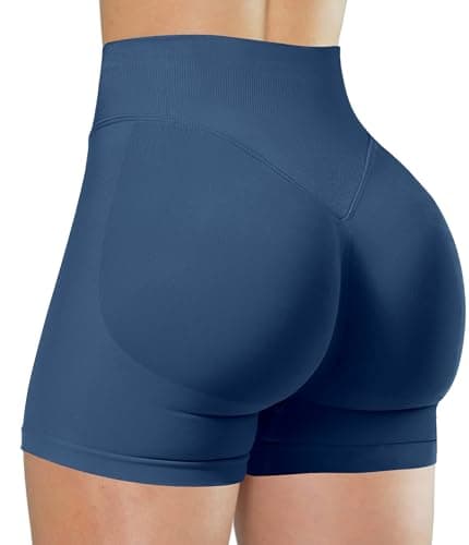 Unthewe Womens Workout Seamless Scrunch Butt Lifting Shorts High Waisted Tummy Control Gym Yoga Shorts(U516-Slate Grey-M) - Image 1