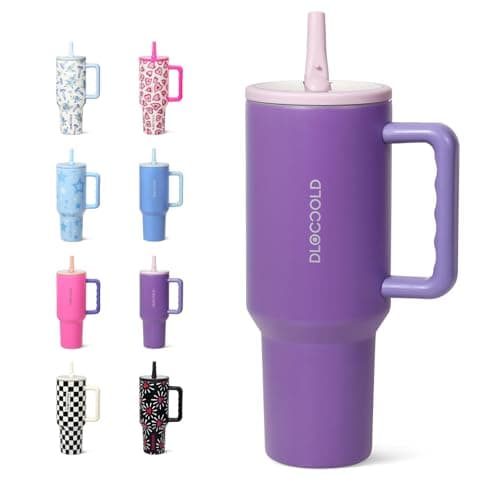 DLOCCOLD 40 oz Tumbler with Handle & Flip Straw, Car Cup Holder Friendly, Leak Resistant Water Bottle, Reusable Insulated Modern Stainless Steel Tumbler, Gifts for Women & Men - Image 1