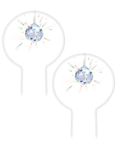 eZAKKA Round Acrylic Plant Trellis, 2 Pcs Hoya Trellis for Supporting Potted Climbing Plants Potted Ivy Indoor Outdoor with 2PCS Crystal Sun Catcher,9 x 11.8in - Image 1