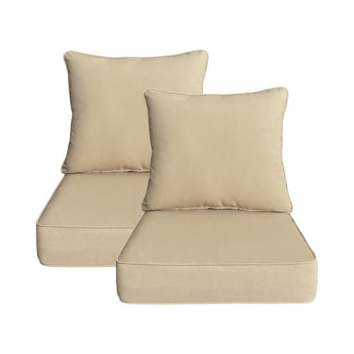 Garden lucky Outdoor 24"x24" Deep Seat Patio Cushion Set of 2, Outdoor Chair Cushions with Water-Resistant UV Resistant Weather Resistant Sectional Sofa Pad and Removable Covers,Beige - Image 1