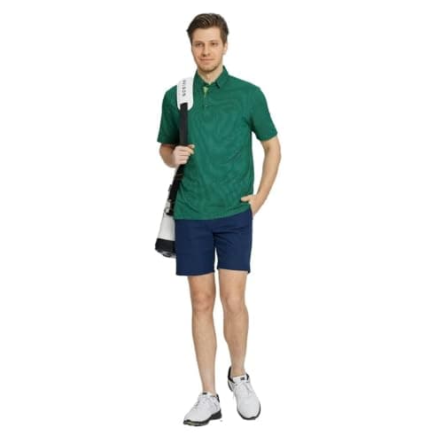 Rouen Mens Golf Shirt Dry Fit Short Sleeve Casual Performance Lightweight Collared Pocket Polo Shirts for Men Green - Thumbnail 5