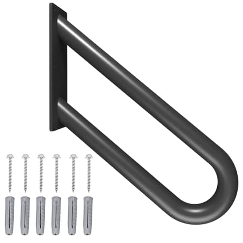 Hand Rails for Outdoor Steps Stair Railing Indoor Rail Metal Heavy Duty Non-Slip 1-3 Step Wall Mount Grab Bars U-Shape Safety Handle Garage Porch Courtyard Doorways 16 INCH Garden - Image 1