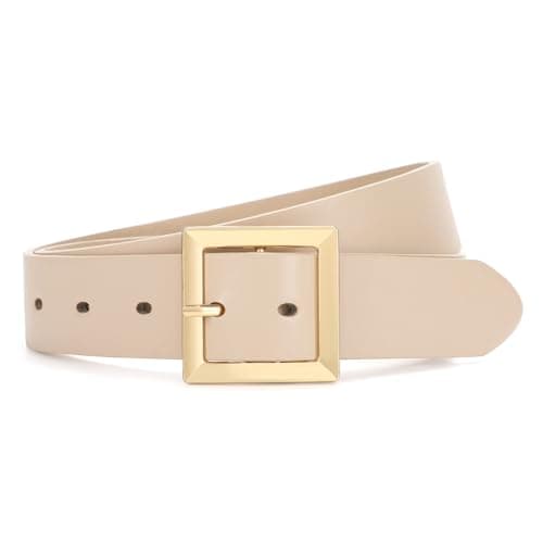 SUOSDEY Women Leather Belt for Jeans Dresses Pants Fashion Waist Belt Ladies Belts for Trendy with Gold Square Buckle - Image 1