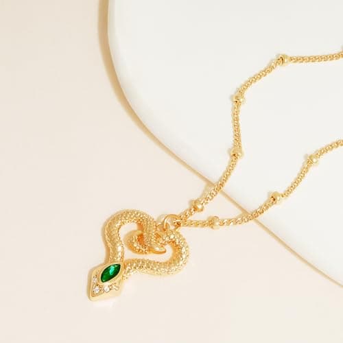 Valloey Rover Dainty Gold necklace for Women?Diamond Gold Snake Necklace for Women Trendy Waterproof Jewelry Gold Pendant Chain Necklace Jewelry Gifts for Her - Thumbnail 5