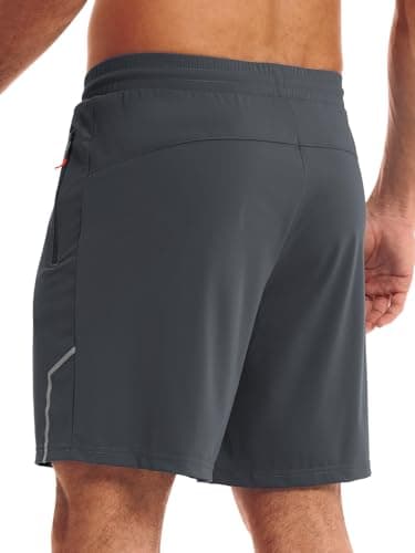 3rd hill Men's 7 inch Running Shorts with Zipper Pockets Quick Dry Athletic Gym Workout Shorts Lightweight Deep Grey XL - Thumbnail 2