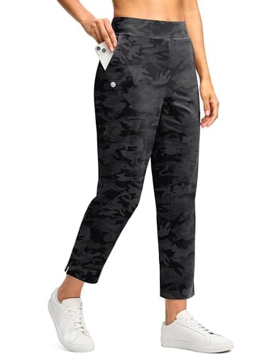 G Gradual Women's Pants Ankle 7/8 Golf Pants 3 Pockets Stretchy Petite Travel Pants with Inner Drawstring for Work Business Casual Athletic, Grey Camo, XXL - Image 1