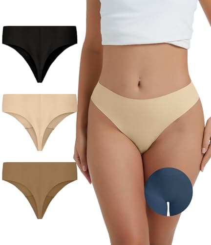 OVRUNS Seamless Thongs for Women 3 Pack underwear High Waist Invisible Panty Liners Workout G-String - Image 1