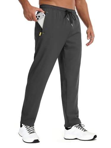 Peakwell Men's Lightweight Hiking Pants Quick-Dry Outdoor Sweatpants Workout with Zipper Pockets, Dark Grey, Medium
