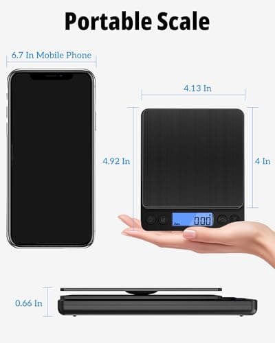 NEXT-SHINE Gram Scale 500g x 0.01g Precision, Mini Pocket Size Scales with 2 Plastic Trays LCD Display, Weighing Coffee Espresso Small Food - Thumbnail 3