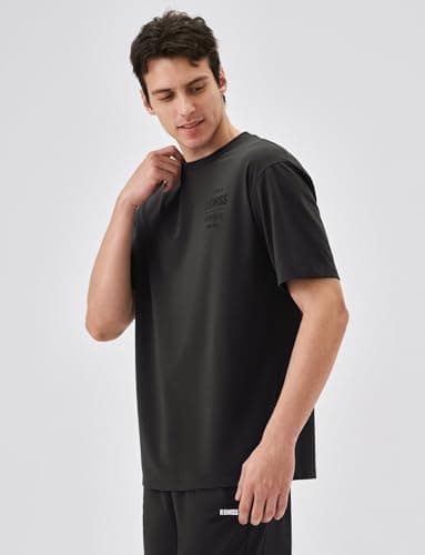 K-Swiss Heritage Men's Silky Tech T-Shirt, Soft Crewneck T-Shirts with Eco-Embossed Graphic for Sport Work Casual, Brown L - Thumbnail 2