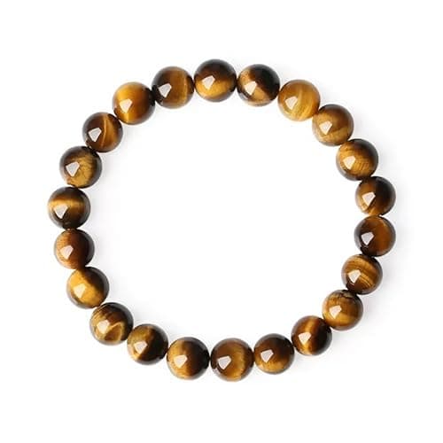 PNNY AMDA Natural Gemstone Bracelets: Handmade Unisex Tiger's Eye 8MM Beaded Stretch Bracelet - Energy Healing and Protection SL-BS-TIG8MM - Image 1