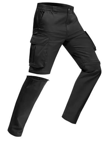 AOHIKE Convertible Cargo Pants Men - Quick Dry Zip Off Hiking Pants for Travel Outdoor Trekking, Black - Image 1