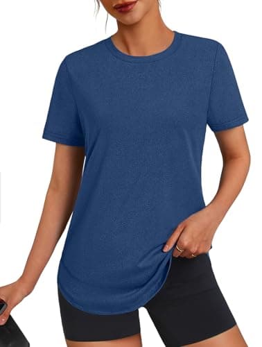 3rd hill Womens Workout Tops Short Sleeve Crewneck Sports Yoga Running Shirts Quick Dry Outfits Deep Blue 3XL
