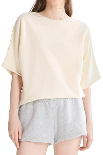 Orolay Short Sleeve Sweater for Women Lightweight Loose Fit Dolman Sleeve Boat Neck Knit Pullover Top Trendy Tops for Spring Summer 2026 Beige - Image 1