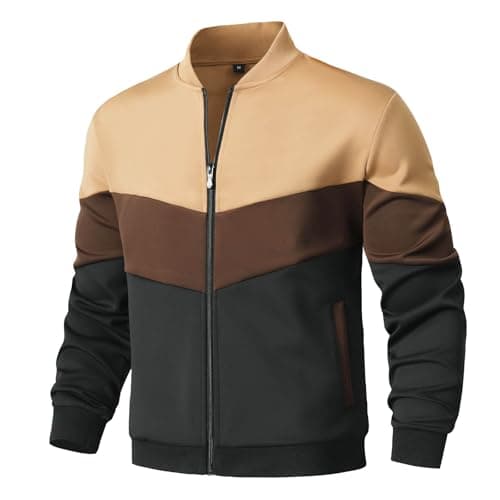 HYPESTFIT Mens Lightweight Jacket Casual Bomber Jacket Color Block Varsity Coat - Thumbnail 4
