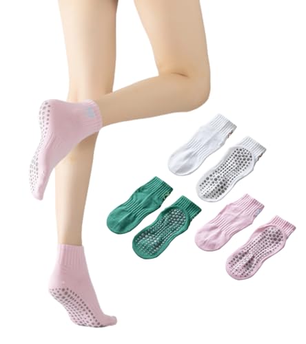 Babipany Cute Pilates Socks with Grips for Women Cute Grippy Socks for Yoga Dance Work out - 3 Pairs - Image 1