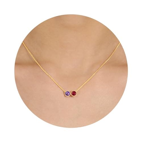 Sistble Birthstone Necklace for Women February Birthday Gifts Amethyst Ruby Necklace Birth Stones Gold Jewelry for Daughter Granddaughter - Image 1