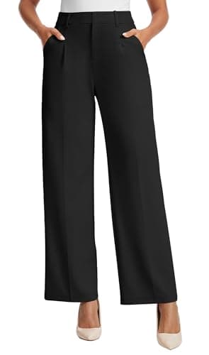 AVAMO Womens Dress Pants Wide Leg Stretchy Work Pants Women High Waisted Business Casual Trousers Slacks with Pockets Black - Image 1