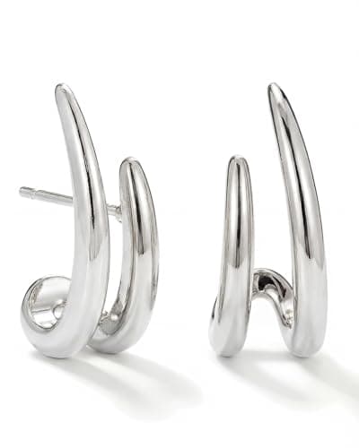 MUMREUES Silver Earrings for Women Trendy 14K White Gold Plated Stud Earrings Dainty Minimalist Simple Hypoallergenic Earrings Jewelry Gift for Her - Image 1