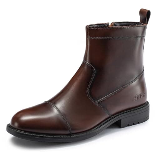 Arkbird Mens Dress Boots, Genuine Leather Classic Casual Ankel Boots with Side Zipper - Image 1
