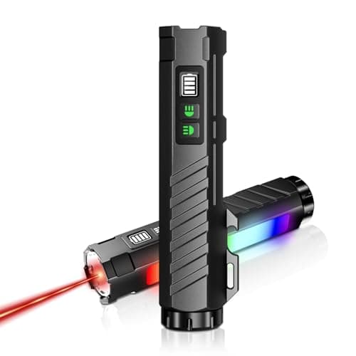 RYCELYSIAN EDC Flashlight Rechargeable with 1600 Lumens 7 LED Modes Magnetic Base and Bottle Opener Waterproof Small Flashlight with Red Beam for Home Outdoor Camping and Emergency（Black - Image 1