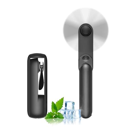Lerat Portable Handheld Fan, 2 IN 1 Mini Hand Fan, Battery Operated [8-15 Working Hours], USB Rechargeable Personal Foldable Fan for Indoor, Small Pocket Fans Travel Essentials for Outdoor (Black) - Image 1