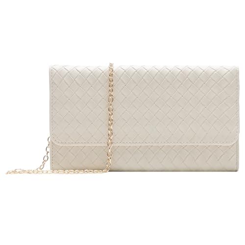 U+U Crossbody Bags for Women, Small Leather Bag with Removable Chain, Card Slots & Phone Pocket - Lightweight Purse Wallet (Beige) - Image 1