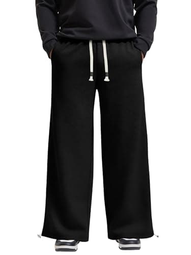 Crastimo Men Baggy Cotton Sweatpants Loose-Fit Gym Trousers Big and Tall Athletic Lounge Slacks Spring Easter Valentine's Day Gift for Boys Black XL - Image 1