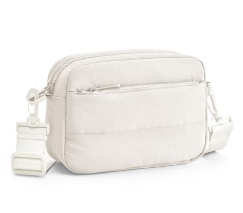 Gitus Crossbody Bags for Women Small Puffy Shoulder Handbag Travel Cross Body Purse with RFID Blocking Cards Slot and Adjustable Strap (Ivory) - Image 1