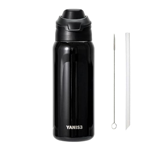 Yanis3 23 oz Vacuum Insulated Thermo Sport Water Bottel,Stainless Steel Double Wall Car Cups,Keeping Hot Cold,Travel Mug with Leakproof Lid,Tumbler for Coffee Tea Bevarage,Used at Gym,Office (Black) - Image 1