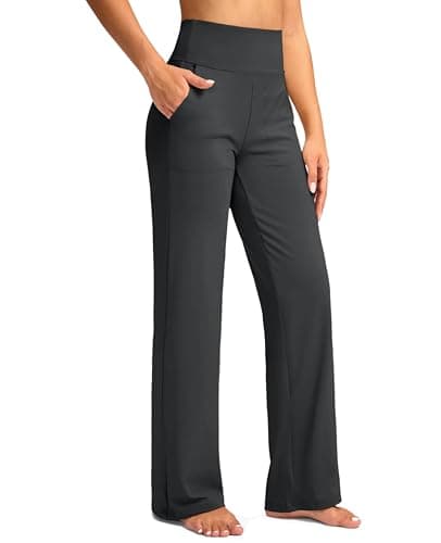 G Gradual Women's Yoga Pants Wide Leg with Pockets High Waist Stretch Loose Casual Lounge Sweatpants Petite/Regular/Tall (Charcoal, Inseam 28, XXL) - Image 1