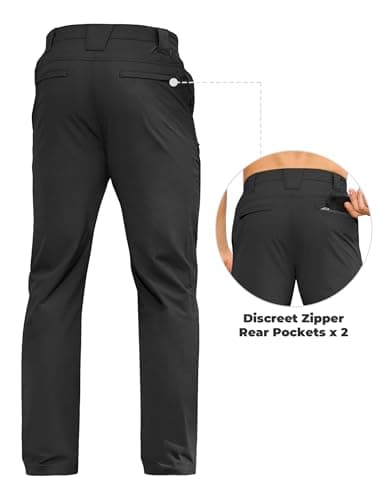 MOURCE Lightweight Hiking Pants Men Quick Dry - Outdoor Water Resistant Pants for Men with 7 Pockets, Black - Thumbnail 5