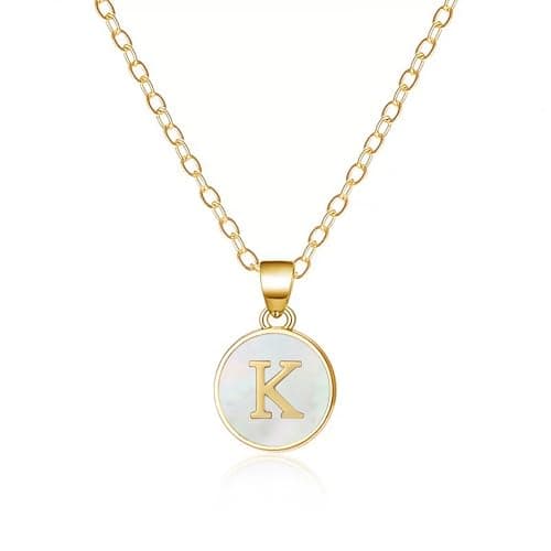 PNNY AMDA Initial Necklace for Women: 18K Gold Plated Nature Shell Pendant – Letter Necklace for Women Trendy Jewelry Gifts (K) XL-BKZM-K - Image 1