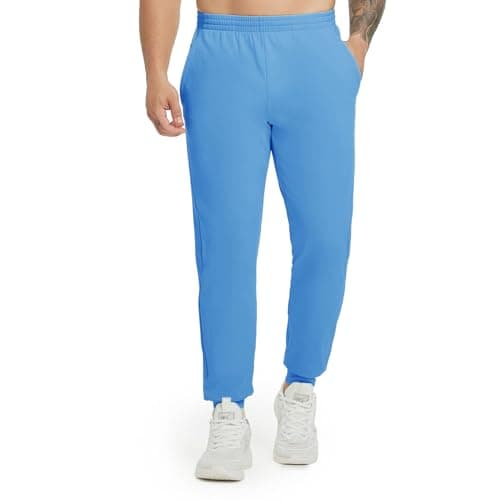 M MAELREG Fleece Lined Joggers Men with Pockets Athletic Workout Golf Pants Winter Casual Trousers Mens Sweatpants Sky Blue - Image 1
