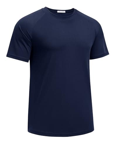 PINSPARK Mens Gym Workout Tshirts Moisture Wicking Shirts for Men Quick Dry T-Shirts Crewneck Plain Tees Navy Tshirt Men - Image 1
