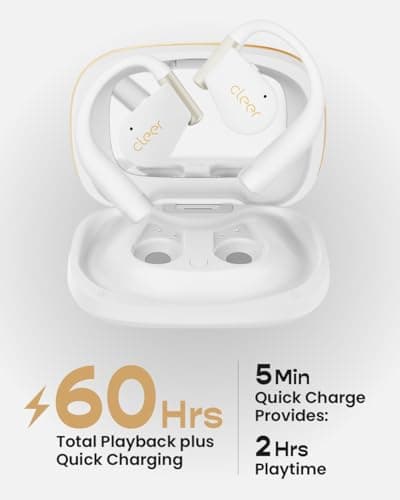 Cleer ARC 5 Open-Ear Headphones with Dolby Atmos & THX Spacial Audio – Smart Case with Touchscreen, 60H Battery, Bluetooth 5.4 Multipoint, IPX7 Waterproof Wireless Earbuds for Running & Workouts,White - Thumbnail 3