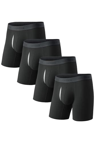 GOOTUCH Mens Boxer Briefs Underwear Pack, Odor Control Cotton Breathable Underwear, Moisture Wicking Silver-Ion Tech, 6.5 inch No Ride-Up (Black,4 pack, S) - Image 1