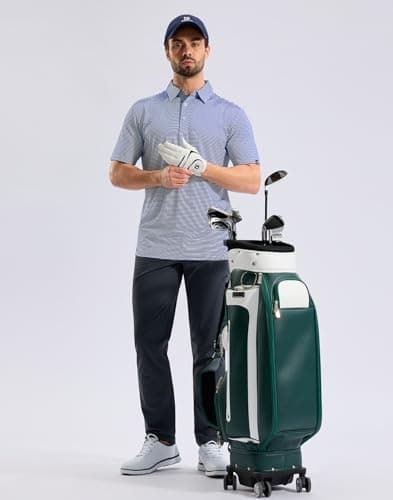 G Gradual Mens Golf Shirt Dry Fit Moisture Wicking Performance Short Sleeve Striped Polo Shirts for Men Dressy Casual (Navy Blue Stripe, 3XL) - Thumbnail 6